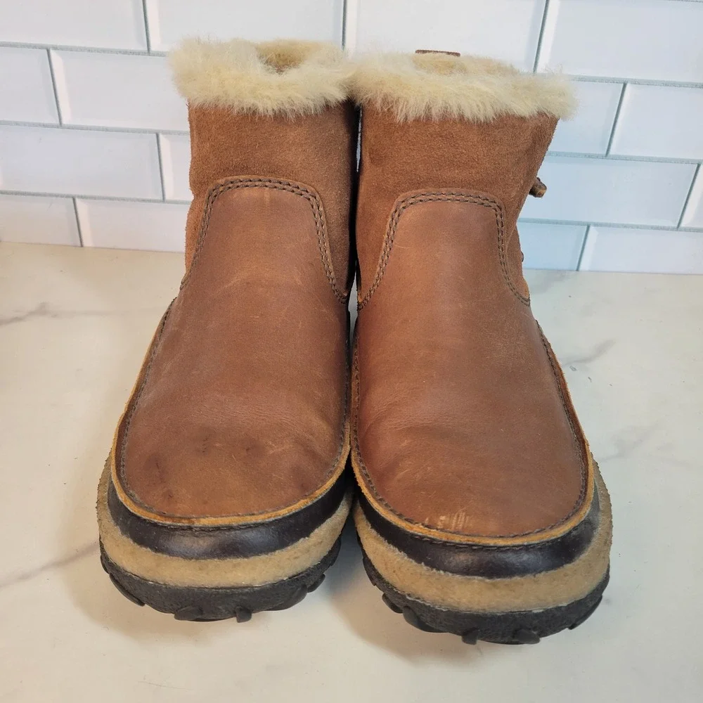 Merrell Womens Boots Tremblant Pull On Polar Oak Brown Fur Lined Size 9